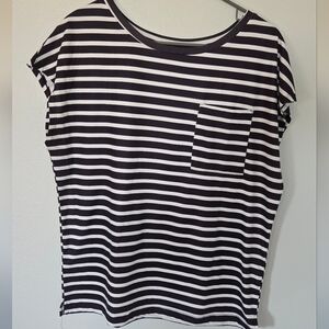 Mirol Black and White Striped Top Medium